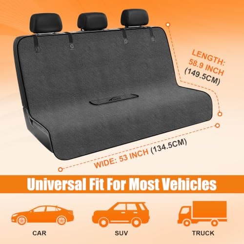 KIGEMOS Back Seat Cover, Waterproof Non-Slip Bench Seat Protector for Cars - Thumbnail 5