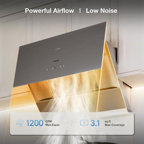 ROBAM Under Cabinet or Wall Mount Kitchen Range Hood 30" R-Max3 Black, 1200CFM Auto-Adjust Speed Control with LED Lights Vent Hood, Fingerprint Resistance and R-Link Tech - Thumbnail 3