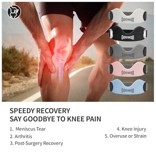 GOUNOD Silicone Patellar Tendon Support Strap 2 Pack,Knee Strap for Knee Pain Relief,Patella Band for Basketball, Jumpers Knee, Tendonitis, Running, Hiking, Soccer, Osgood Schlatter（Black-Grey） - Thumbnail 3