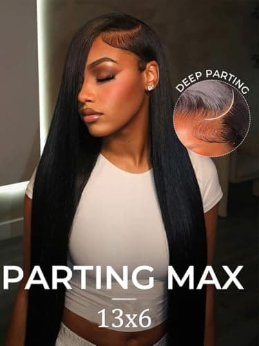 Peerless 28 Inch 13x6 Straight Full Lace Front Wigs Human Hair 200% Density HD Frontal Wigs for Black Women No Synthetic Blend Pre Plucked Glueless Straight Human Hair Wig Natural Color - Thumbnail 2