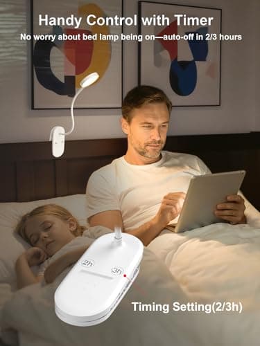 SZOKLED Red Light Reading Lights for Books in Bed, Clip on Lamp with Timer & Dimmable, Rechargeable Eye Care Night Light for Bedroom, Desk, Laptop, Headboard - Thumbnail 5