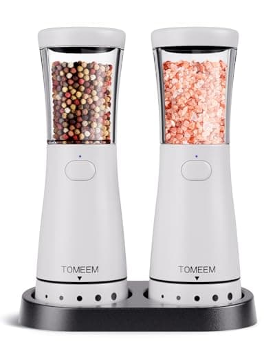 Electric Salt and Pepper Grinder Set with Storage Base, Stainless Steel Rechargeable Salt and Pepper Grinder Set with 4.5 oz Large Capacity, 1.8" Wide Mouth, Adjustable Coarseness, Ideal for Kitchen - Image 1