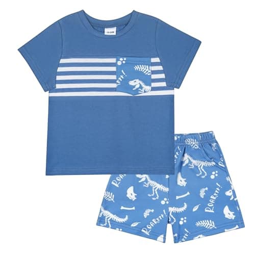 JiuBreeze Toddler Baby Boy Clothes Boys Summer Outfits T-shirt Boy Shorts Set 18 Months-4T (Navy Blue, 2-3T) - Image 1