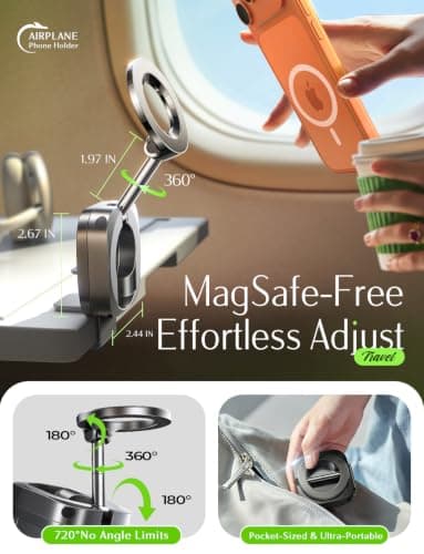 LISEN Airplane Travel Essentials for Women Men Phone Holder for Desk MagSafe Phone Travel Size Accessories Airplane Gadgets Men Long Flight Cruise Must Haves Spring Break Essentials Easter Gifts - Thumbnail 2