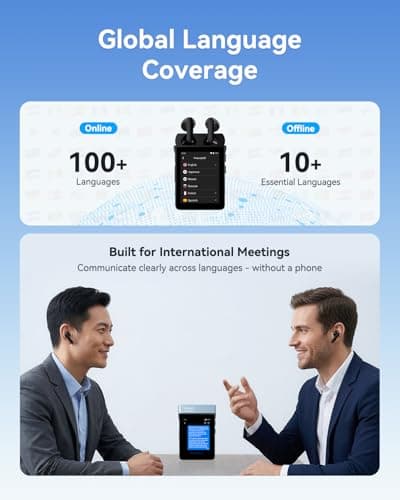 Wooask A9S AI Translator Earbuds with Screen, Offline Language Translator with Camera Translation, ChatGPT-Powered, No Phone Required, for Global Business Travel & Digital Nomads (Black) - Thumbnail 3