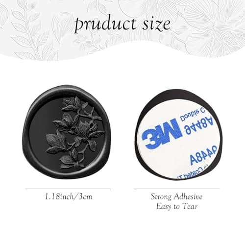 Pilloze 50Pcs Black Olive Branch Wax Seal Stickers, Self-Adhesive Black Wax Seal Stickers for Envelope or Wedding Invitation Good Adhesion and Easy to Use - Thumbnail 2
