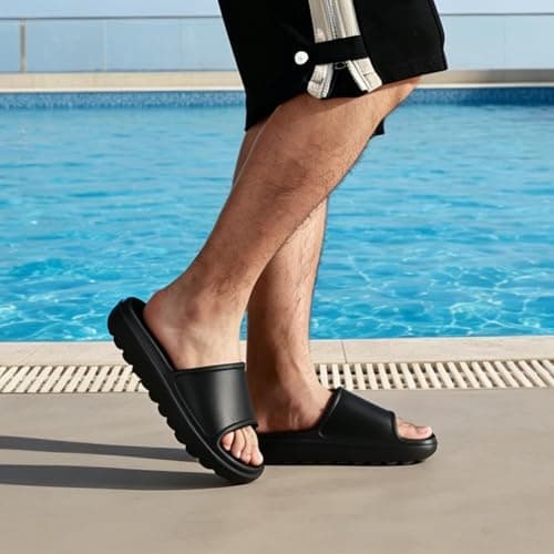 GETOEU Cloud Slides for Women and Men Pillow Slides Slip-Resistant Shower Shoes Recovery Slide Sandals Cushioned Thick Pillow Slippers Comfort Indoor and Outdoor Slide,Black - Thumbnail 2