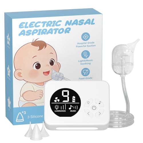 Nasal Aspirator for Baby, Nose Sucker with 9 Suction Levels, Electric Snot Sucker, 3 Levels Night Light & Nursery Rhyme Soothing Function, Food-Grade Silicone Tips - Image 1