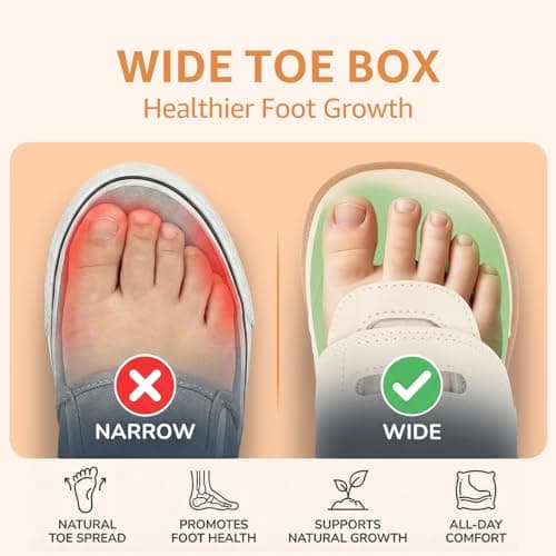 WIDE TOE BOX Toddler Barefoot Shoes,Boys and Girls First Walking Shoe with Hook and Loop Non-Slip Baby Sneakers Beige White Size 5 - Thumbnail 5