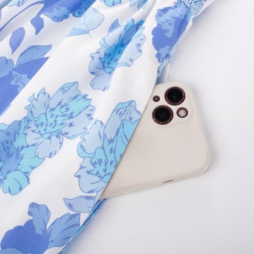 GRACE KARIN Women's 2025 Summer Boho Floral Printed Spaghetti Strap Tie Front V Neck Ruffle A Line Swing Beach Dresses - Thumbnail 4