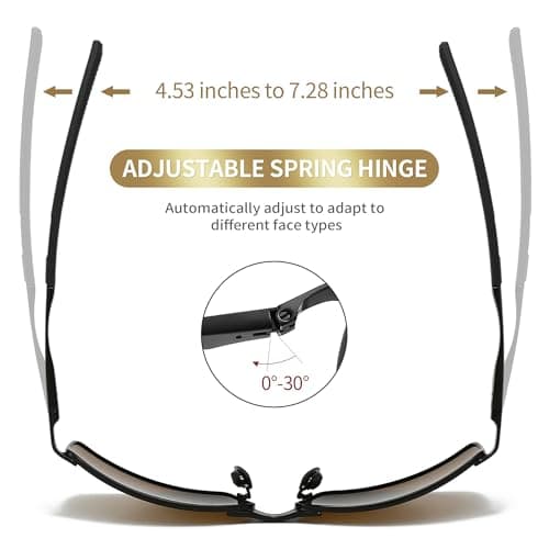SUNGAIT Ultra Lightweight Polarized Sunglasses Men Rectangular Metal Frame with Spring Hinge (Black Frame Brown Lens) SGT559-HC - Thumbnail 4