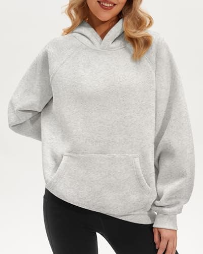 Stelle Women Hoodies Oversized Fleece Long Sleeve Comfy Casual Pullover Sweatshirts 2026 Winter Fall Outfits Light Heather Grey Medium - Thumbnail 4