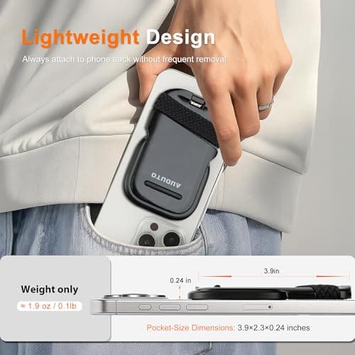 Auduto Magnetic Phone Tripod Stand, Portable Mini Selfie Stick for iPhone 17/16/15/14/13/12 & MagSafe, Aluminum Angle-Adjustable Foldable Strong Magnet Phone Holder, Travel Essentials - Thumbnail 4