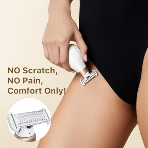 Trimcoo 2026 New Bikini Trimmer for Women - Small But Powerful Electric Razors, Intimate Pubic Hair/Lady Facial Painless Removal, USB-C Cordless Body Shaver for Trip, Replaceable Wet/Dry Blade, White - Thumbnail 2