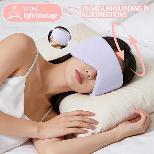 Vettres Reversible Warm & Cool Sleep Mask Wrap-Around Blackout Eye Masks for Side Sleepers Adjustable Unisex Eye Cover for Travel Office & Rest Purple - Thumbnail 2