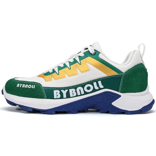 Men's Casual Walking Sneakers, Breathable Mesh & Suede, Chunky Non-Slip Sole, Color Block Design, Ideal for Daily Walking & Light Hiking Green - Image 1