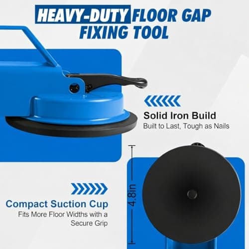 Floor Gap Fixer Tool, 45° Striking Surface Floor Gap Repair Tool with Dual Suction Cup, Made of Iron. with 6pcs Sticky Pads for Fixer Laminate/Vinyl Flooring Tools - Thumbnail 4