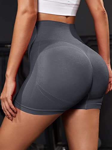 YOAKUKA Women's 4 Piece Workout Shorts Yoga Gym Seamless Scrunch High Waist Pants Athletic Control Ruched Shorts - Thumbnail 2