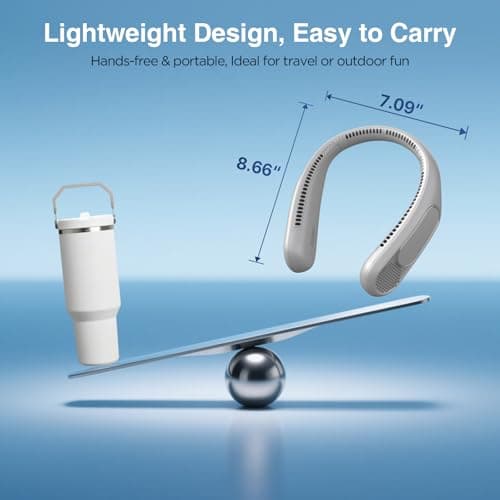 Hotsales Neck Fan, Hands Free Bladeless Neck Fans Portable Rechargeable, 6000 mAh Battery Operated Wearable Personal Fan, Cooling Neck Fan, 3 Speeds, USB Fan Gifts for Men, Women, Travel, Outdoor - Thumbnail 6