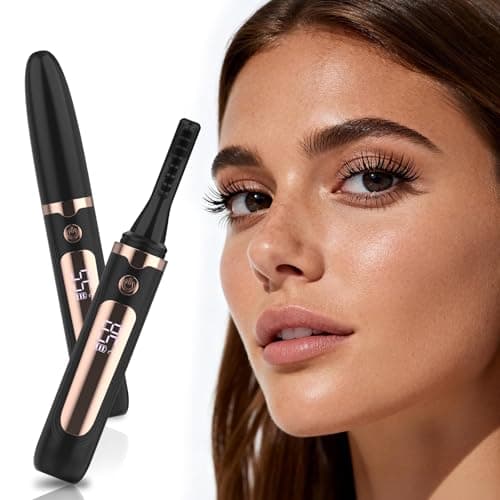 KiiNii Heated Eyelash Curler, 24-Hour Long-Lasting Curl Electric Eyelash Curler, Anti-Scald Design, 5S Rapid Heating, 4 Adjustable Temperature Settings with LED Display, Type-C Fast Charge-Black-L - Image 1