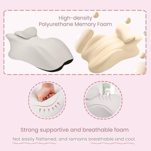 Adult Memory Foam Ergonomic Wedge Prone Pillow, Bed Pillow for Sitting Up, Back, Neck, and Leg Pain Relief, Anti Snoring, Ideal for Massage, Reading, Sleeping, with Removable Washable Cover, Pink - Thumbnail 6