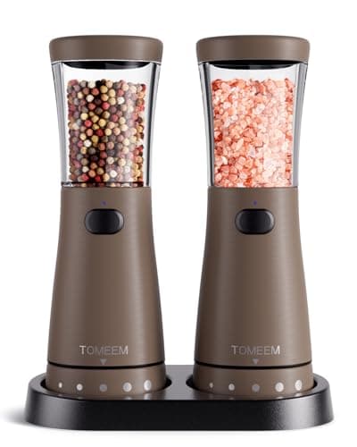 Electric Salt and Pepper Grinder Set with Storage Base, Stainless Steel Rechargeable Salt and Pepper Grinder Set with 4.5 oz Large Capacity, 1.8" Wide Mouth, Adjustable Coarseness, Ideal for Kitchen - Image 1