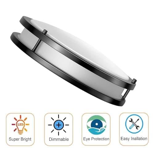 Drosbey 32W Dimmable LED Ceiling Light Fixture, Flush Mount Ceiling Lights for Kitchen, Bathroom, Bedroom, Hallway, 2700K/3000K/3500K/4000K/5000K Adjustable, 400W Equivalent, UL Listed - Thumbnail 2