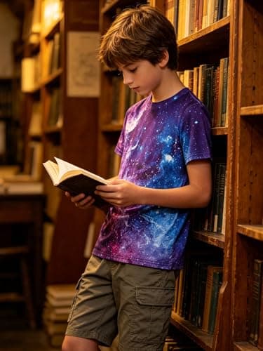 Funnycokid Boys Shirts Size 10-12 Purple Galaxy Girls Space T-Shirts Clothes Tops Tees Graphic Short Sleeve Birthday Cool 9-12 Years Youth - Thumbnail 4