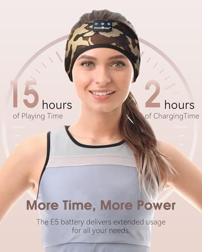 MUSICOZY Sleep Headphones Bluetooth 5.4 Headband, Sports Wireless Earphones Sweat Resistant Earbuds Sleeping Headphone with Ultra-Thin HD Stereo Speaker for Workout Running Cool Gadgets - Thumbnail 4