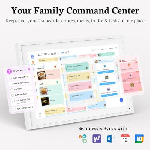 BSIMB 15.6 Inch Digital Calendar - Chore Chart, Meal Planner, Rewards System, Photo Display, Smart Electronic Calendar Touchscreen Interactive for Family Schedules, Seamless Scheduling White - Thumbnail 2