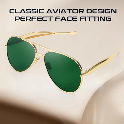 SODQW Gold Aviator Sunglasses for Women Men Trendy Designer Metal Sun Glasses with UV400 Metal Frame Ladies Shades - Thumbnail 6