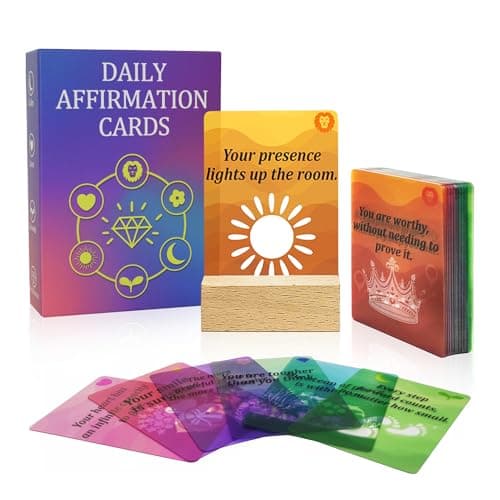 HEKOOLA Positive Affirmation Cards, 52 Weekly PVC Cards for Women, Durable and Portable，Home Desk & Bedside Decor, Dorm Room & Travel Companion, Thoughtful Gift for Mom, Daughter & Coworker