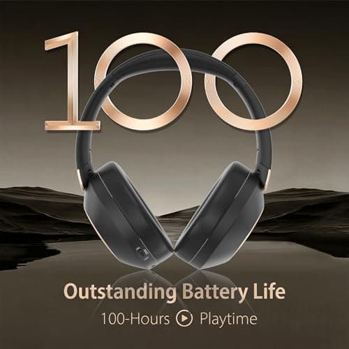 EAORUL Active Noise Cancelling Headphones, 100H Playtime Headphones Wireless Bluetooth, Bluetooth Headphone with Mic, Over Ear Wireless Headphone with Deep Bass,Fast Charging for Travel - Thumbnail 4