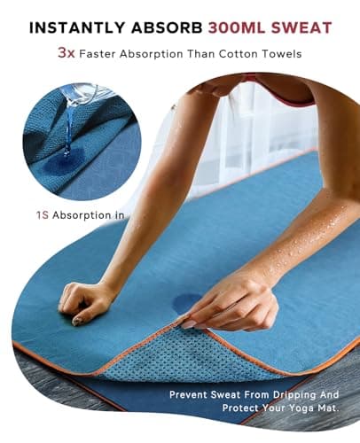 HAPBEAR 2 Pack Hot Yoga Towel - Non Slip Yoga Mat Towel with Grip Dot, Super-Absorbent, Soft Microfiber Towel for Hot Yoga, Pilates and Fitness - Thumbnail 3