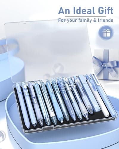Four Candies Writing Ink Pens with Black & Blue Ink and 2Pack Highlighter, Retractable 0.5mm Smooth Fine Point Pens,Blue Pens for School,Office Girly Stationery Aesthetic Desk Accessories Set of 14 - Thumbnail 5