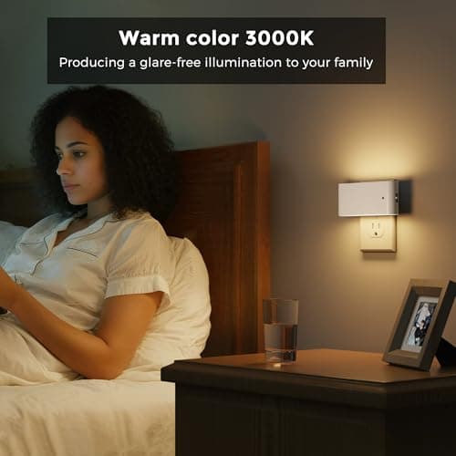 L LOHAS LED Night Light, 2 Pack Modern LED Night Lights Plug into Wall with Dusk to Dawn Sensor, 0-100LM 2000K/3000K/5000K Dimmable Nightlight for Hallway Bedroom Stairway - Thumbnail 5