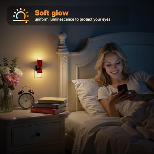 JandCase Night Light, Night Lights Plug Into Wall, 3000K Warm White, 0-100LM Adjustable Brightness, Dusk to Dawn Sensor, Plug in Night Light for Bedroom, Stairway, Bathroom, Hallway - Thumbnail 5