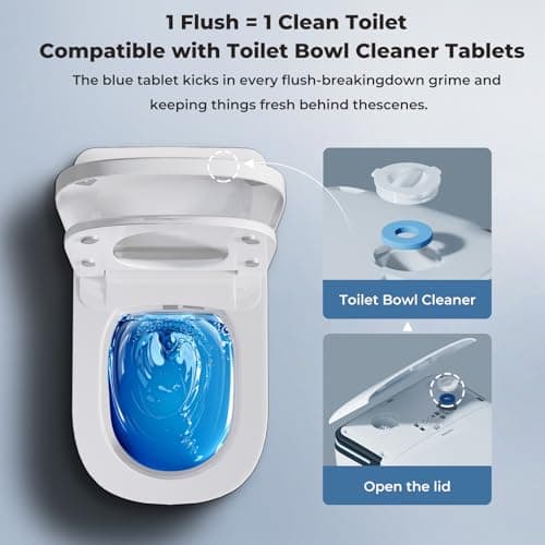Bazyths Smart Toilet with Bidet Built In & Foam Shield, Supports Cleaning Tablets, Auto Open/Close, Built-in Tank, Foot Sensor Flush, Heated Seat, Warm Dryer, One Piece Elongated Toilet (ZYC8A) - Thumbnail 2