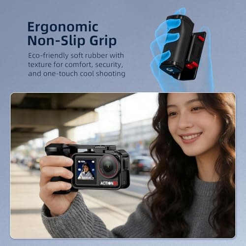 Grip Kit for DJI OSMO Action 5 Pro (for Original Cage), Handle Holder Expansion Mount DSLR Style with Shutter Button for DJI Osmo Action 5 Pro 4 3 Camera Accessories - Thumbnail 4