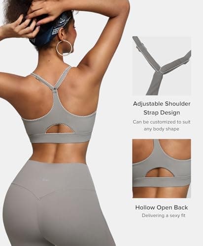 BRXL Sport Bras Womens Low Impact Padded Sports Bras Adjustable Straps Sports Bra Y Back Grey Sports Bra Grey XS - Thumbnail 2