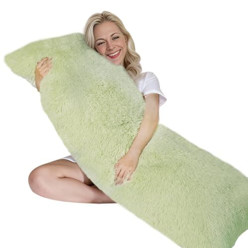 ZonLi Fluffy Body Pillow, Full Body Pillows for Adults, Long Pillow for Sleeping with Removable Cover and Adjustable Filling for Side Sleeper & Pregnancy, Large and Firm, Machine Washable (Green) - Image 1