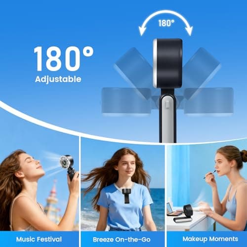 AWOAWO Portable Handheld Fan, 5 Gear Wind, Battery Operated, Up to 13 Working Hours, Mini Personal Hand Fan Blow Cold Air for Travel, Beach, Vacation & Outdoor Activities (Black) - Thumbnail 5