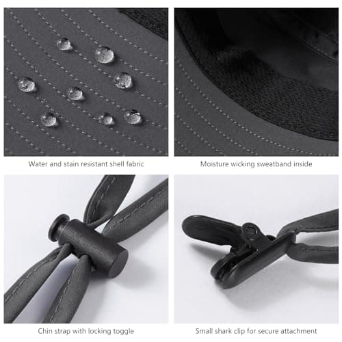 UVSAI UPF 50+ Foldable Sun Hats Wide Brim with Large Neck Flap for Men Women UV Protection Gardening Fishing Beach Hat Dark Grey - Thumbnail 6
