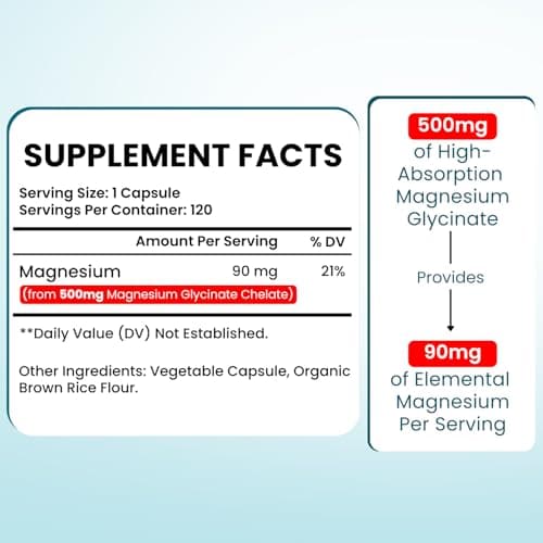 VITBOOST Magnesium Glycinate 500mg - High Absorption Chelated Supplement - Supports Sleep, Muscle Recovery & Heart Health - Non-GMO, Vegan - 120 Capsules - Made in USA - Thumbnail 2