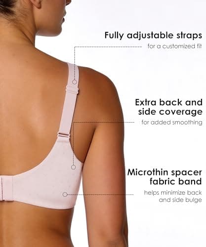 Brabalas Minimizer Bras for Women Full Coverage, Plus Size Underwire Support Bra for Large Bust, Unlined Non Padded Comfortable Bra with Soft Wire 42DDD Pink - Thumbnail 3