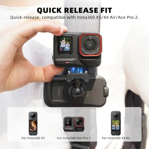 BRDRC Magnetic Backpack Mount for Insta360 X5 Ace Pro 2, Quick Release Magnet Mount Bag Strap Anti-Slip Shoulder Clip Belt for Insta 360 X5 X4 Air Ace Pro 2 Accessories - Thumbnail 3