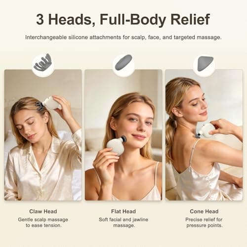 CottonHK Portable Mini Massage Gun, Handheld Percussion Massager with 4 Heads 4 Speeds, USB-C Rechargeable Muscle Massager for Neck, Shoulders, Back, Legs, Travel, Office, Home - Thumbnail 3