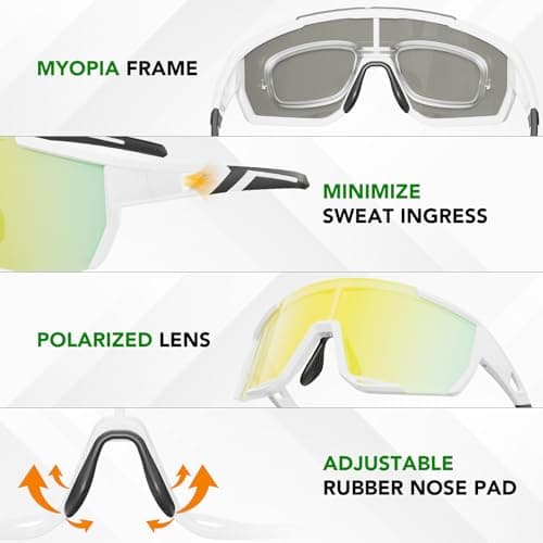 LANSWEE Polarized Sunglasses for Men, Sport Sunglasses Men,UV400 Protection for Running Fishing Driving Baseball Cycling，Bright White/Azure - Thumbnail 5