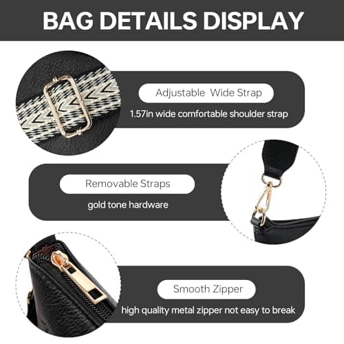 GEMIU Crossbody Purses for Women Multi Pocket Crossbody Bags for Women Medium Crossbody Bag Large Strap Black - Thumbnail 5