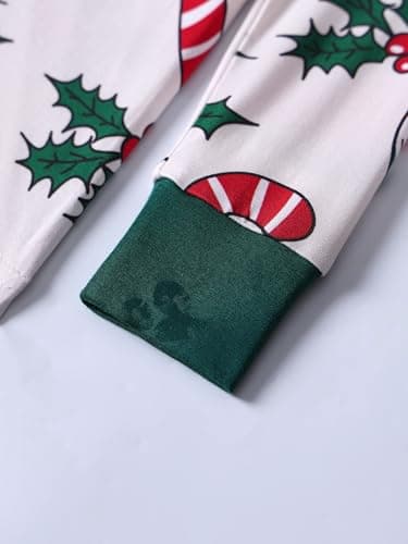 NewSeed Family Christmas Matching Set, Soft Lightweight Bamboo Viscose Holiday Wear Sets for all family members(Kids, Christmas Bell Candy Cane, 9-10Y) - Thumbnail 6